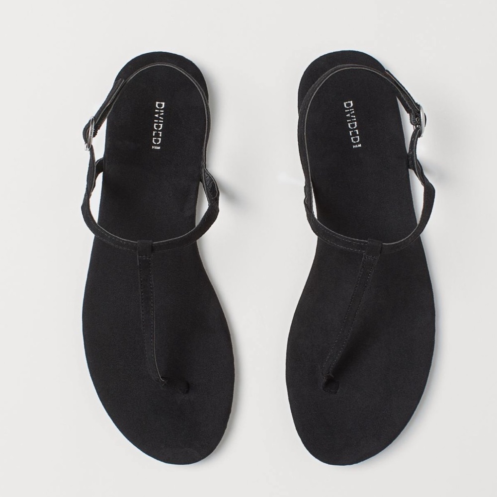 Divided by H&M Black Faux Suede Sandals